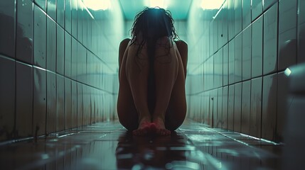 Person Sitting on Bathroom Floor During a Panic Attack