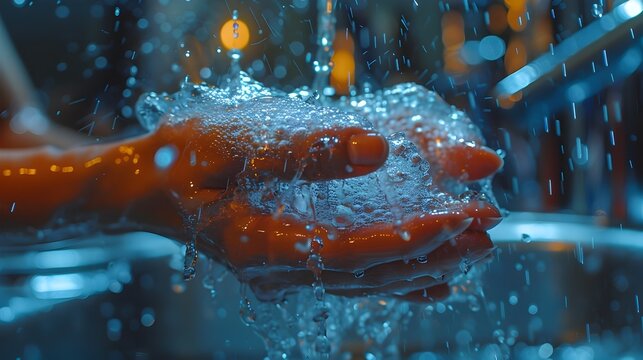 Hands Washing Cleanliness and Hygiene in 3D Rendering