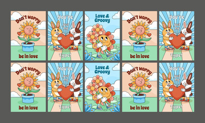 love card vector illustration flat design set