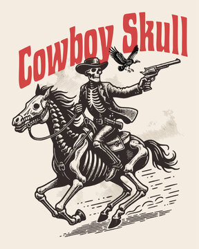 Cowboy Skull Vector Art, Illustration and Graphic