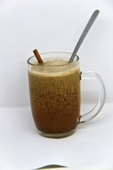 Bajigur is a hot and sweet beverage native to West Java, Indonesia. The main ingredients are coconut milk and Aren sugar, a small amount of ginger and a small pinch of salt.