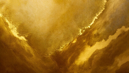 Abstract art gold paint background with liquid fluid grunge texture.