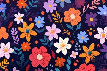 Afwasbaar Fotobehang Motiverende quotes Radiate positivity with a vibrant and lively spring flower pattern background, filled with the energy and colors of the season, Generative AI
