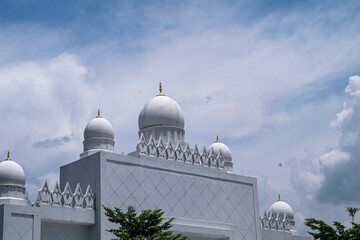 Exterior landscape of the Sheikh Zayed Grand Mosque, in the city of Solo, Central Java, Indonesia
