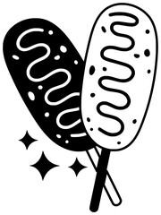 snack illustration food silhouette sausage logo mustard icon fast outline meal ketchup stick meat hot t shirt corn sticker lunch shape of stick meat for vector graphic background