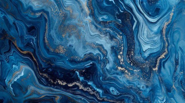 A close-up view of a background featuring blue and gold marbled patterns.