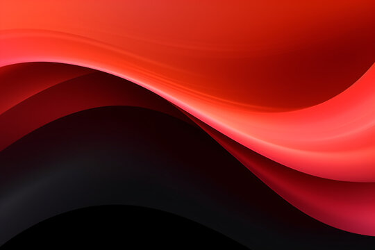 Abstract background with smooth lines in red, black and black colors. Space for text or image
