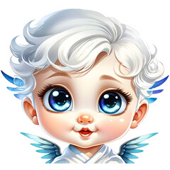 Angel of Innocence: Cute Baby Character with White Hair.(Generative AI)