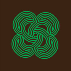 The flowers are circular in shape with a woven line concept