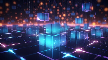 Blockchain new technology transmission with digital background
