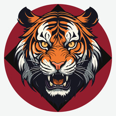 mad tiger head vector isolated