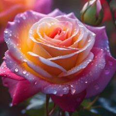 Two-Tone Rose with Raindrops