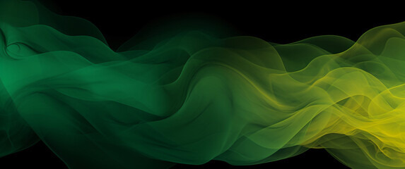 Abstract green and yellow smoke on black background. Green, yellow or orange colors, Space for text or image - obrazy, fototapety, plakaty