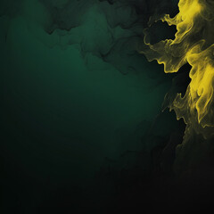 abstract background with yellow smoke on a dark green background. Green, yellow or orange colors, Space for text or image - obrazy, fototapety, plakaty