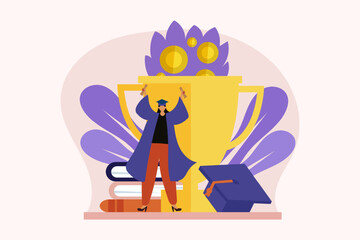 Happy Graduation Flat Illustration Design