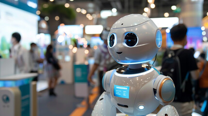 Fototapeta premium AI robot at technology expo. Technology and innovation.