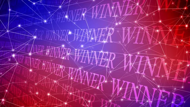 Text winner triumphant champion of first place victory, connected lines symbolize success and progress