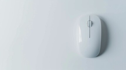A minimalist white wireless mouse isolated on a pristine white background, perfect for navigating your digital world.