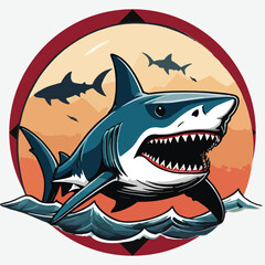 vector isolated of mad shark