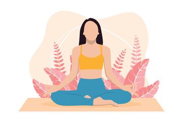 Yoga Meditation Flat Design Illustration