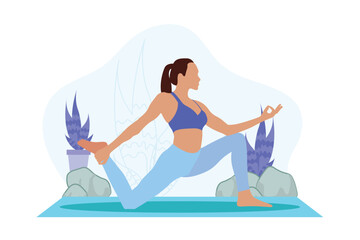 Yoga Exercise Flat Design Illustration