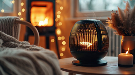 Its powerful heating element can quickly warm up a room providing instant comfort on chilly days. - obrazy, fototapety, plakaty