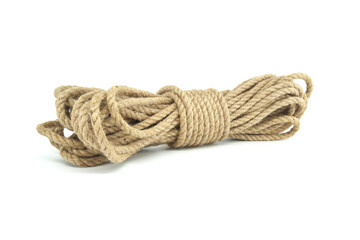 Natural fiber rope isolated on white background