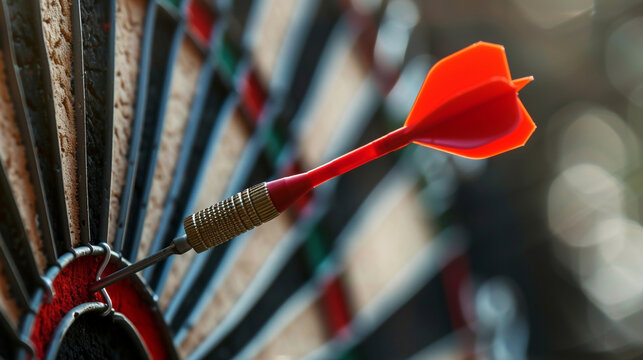 A meticulously directed crimson dart hits its target dead center, showcasing flawless precision and triumphant accuracy in hitting the mark