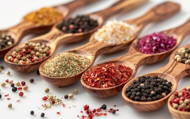 Vibrant Spice Assortment Set Against Clean White Background