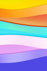 3D rendering, abstract modern multicolored background with wavy lines