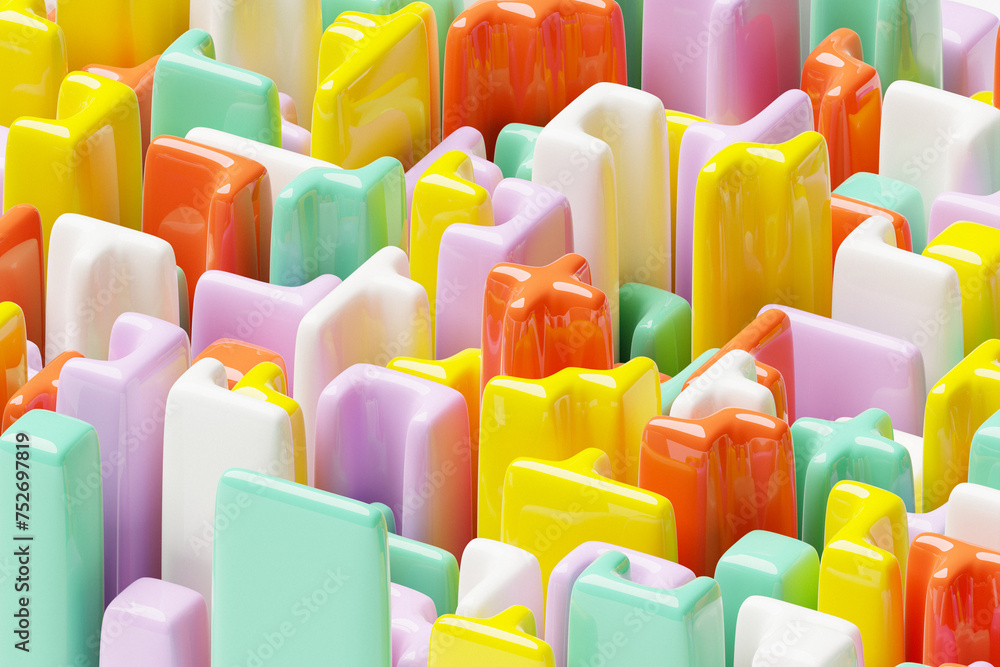 Aufkleber 3d rendering of an abstract multi-colored pattern of shapes