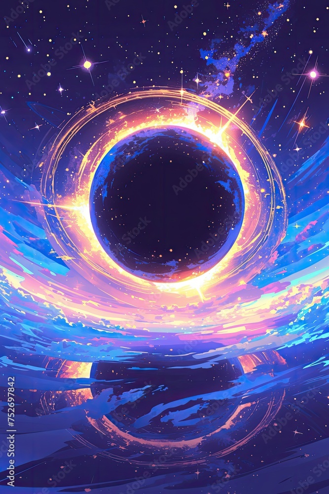 Wall mural black hole in space vector captivating and high-resolution illustration depicting the phenomenal pow