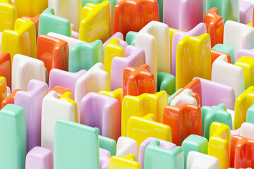 Fototapeta premium 3D rendering of an abstract multi-colored pattern of shapes