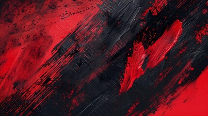 Brush strokes of red and black paint on a grunge background, Abstract background