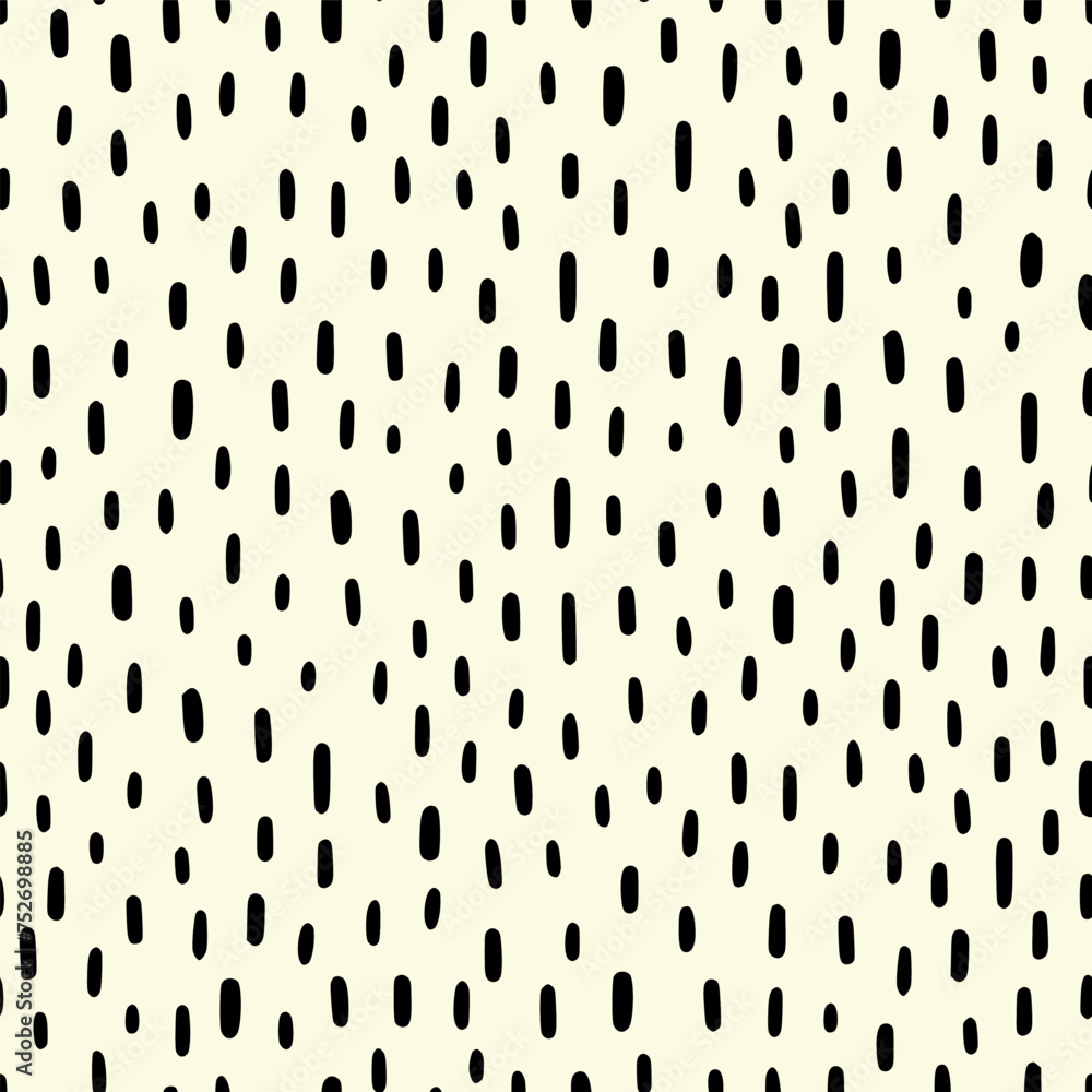 Poster Small dash pattern on white background. Hand drawn small black dash seamless pattern. Simple minimal abstract, geometric texture design seamless background. Vector illustration