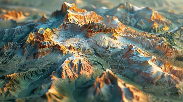 3D topographic map of the alps. add drop shadow and smoothing and contour lines