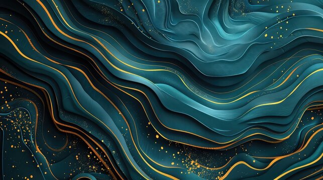 dark teal background with gradient gold topographic lines pattern