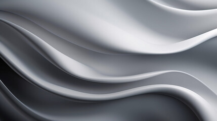 Abstract silver background with smooth wavy lines. Silver, white, metallic colors, Space for text or image - obrazy, fototapety, plakaty