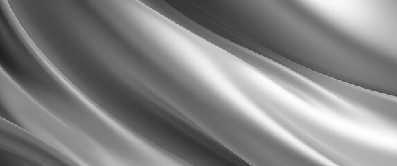 Abstract background of black and white wavy lines. Silver, white, metallic colors, Space for text or image - obrazy, fototapety, plakaty