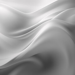 Abstract background with smooth wavy silk or satin texture. Silver, white, metallic colors, Space for text or image - obrazy, fototapety, plakaty