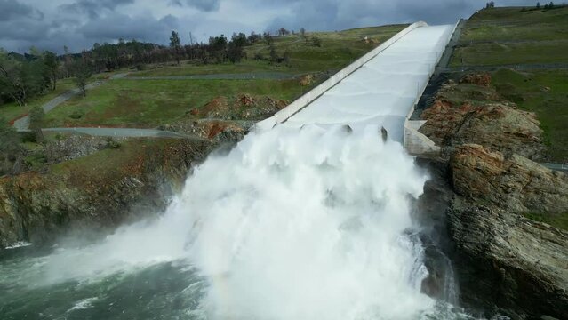 Oroville Dam Spillway Overflow Water Release
