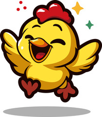 Cute chicken cartoon character vector illustration