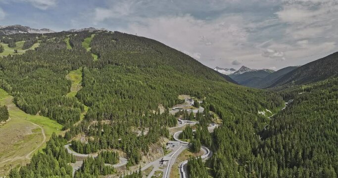 Whistler BC Canada Aerial v6 drone flyover the world-class sliding centre on the mountain surrounded by forested valleys capturing adrenaline pumping tracks - Shot with Mavic 3 Pro Cine - July 2023