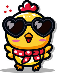 Cute chicken cartoon character vector illustration