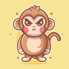 serious monkey animal character mascot with an angry expression isolated cartoon