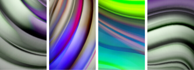 Rainbow style fluid color wave line background poster set. Vector Illustration For Wallpaper, Banner, Background, Card, Book Illustration, landing page