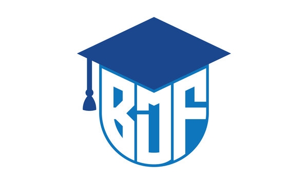 BDF initial letter academic logo design vector template. school college logo, university logo, graduation cap logo, institute logo, educational logo, library logo, teaching logo, book shop, varsity