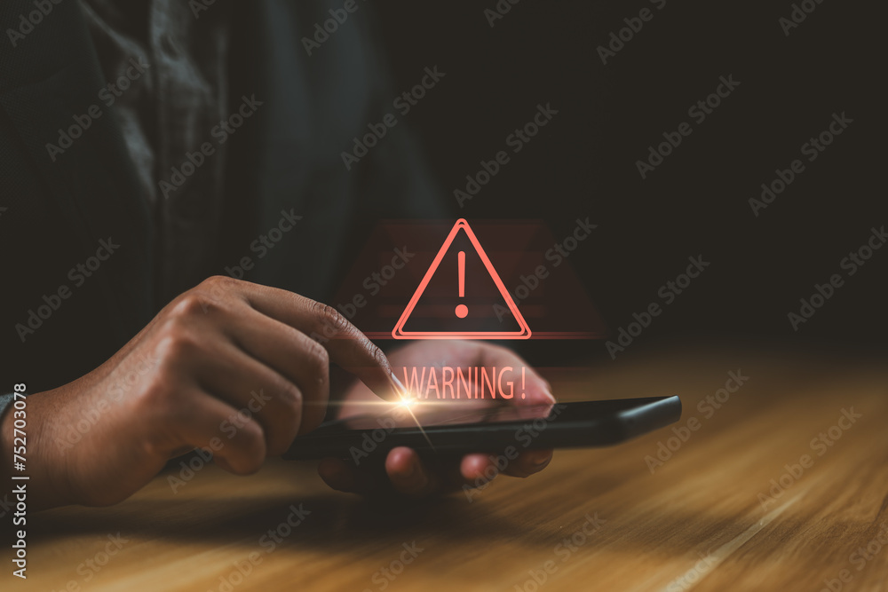 Poster Cyberattack cybercrime hacker smartphone. Internet web hack technology. Digital mobile phone in Scammer hand. Data protection, secured internet access, cybersecurity banner, Stealing data information.