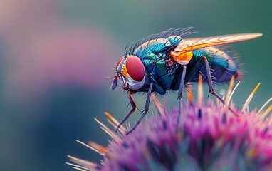 A Macro Close Up of a Housefly
