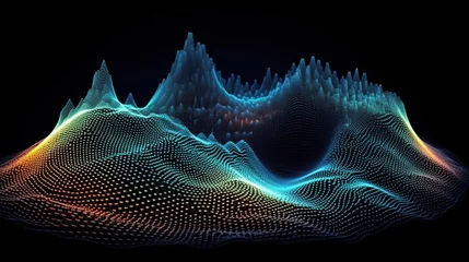 Deurstickers wave points fractal grid © nahij